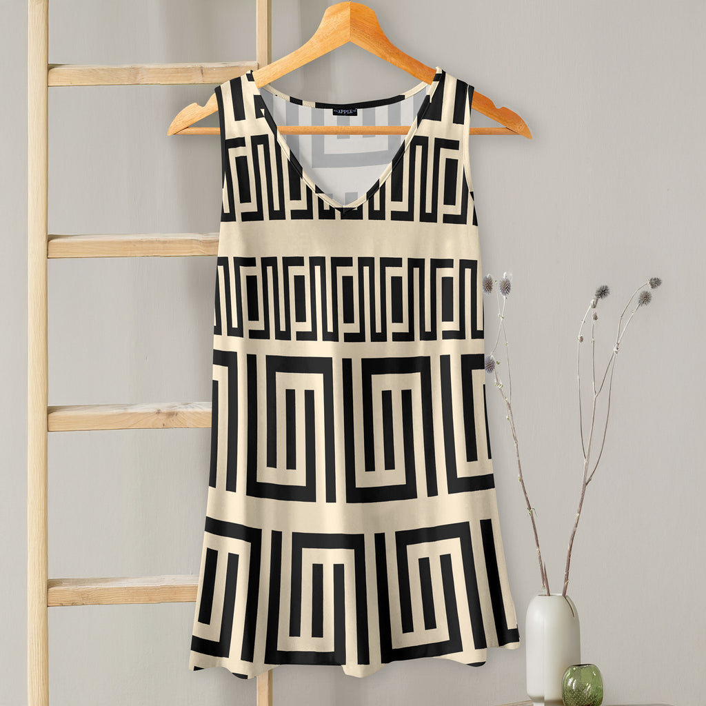 V-neck Sleeveless Top - Greek Keys