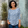 Pleated Three-Quarter Sleeve Tunic - Floral