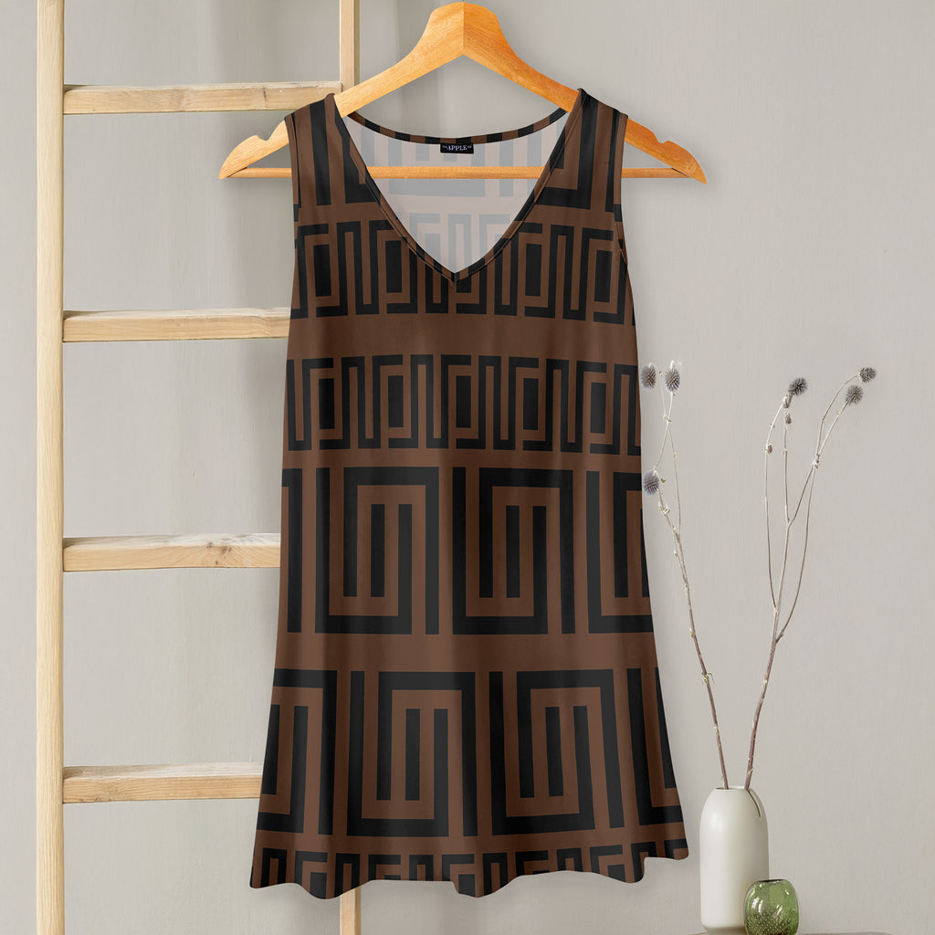 V-neck Sleeveless Top - Greek Keys
