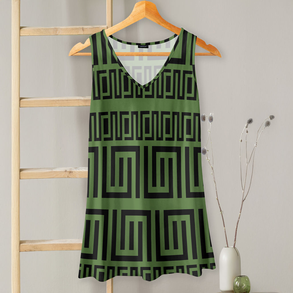 V-neck Sleeveless Top - Greek Keys