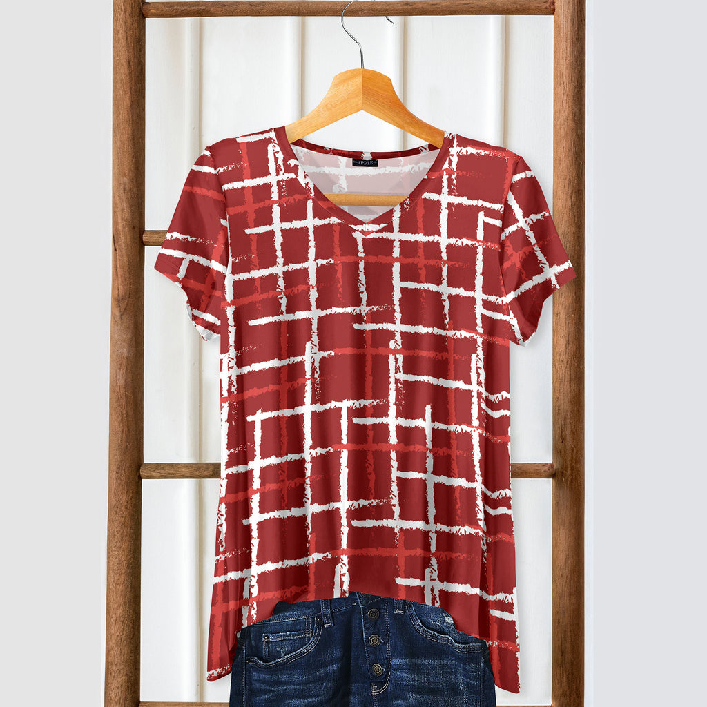 Short Sleeve V-Neck Tunic - Cross Hatch