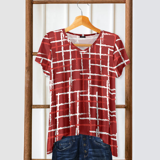 Short Sleeve V-Neck Tunic - Cross Hatch