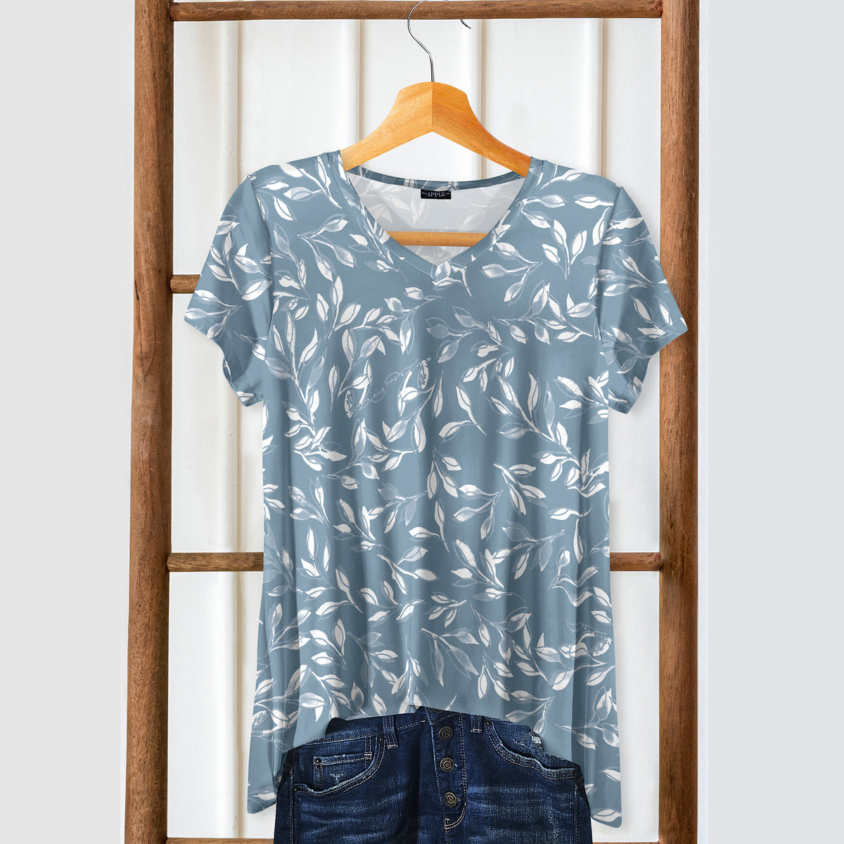 Short Sleeve V-Neck Tunic - Floral