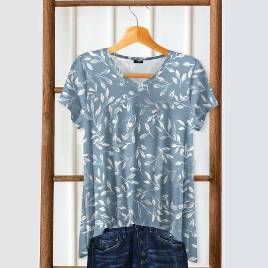 Short Sleeve V-Neck Tunic - Floral