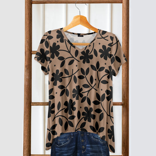 Short Sleeve V-Neck Tunic - Floral