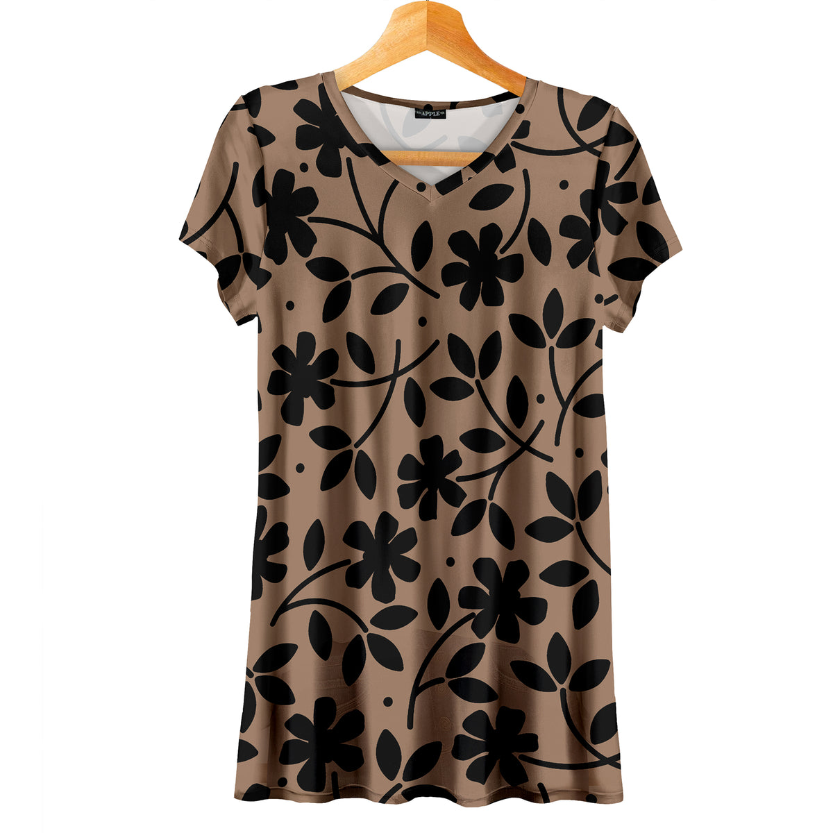 Short Sleeve V-Neck Tunic - Floral