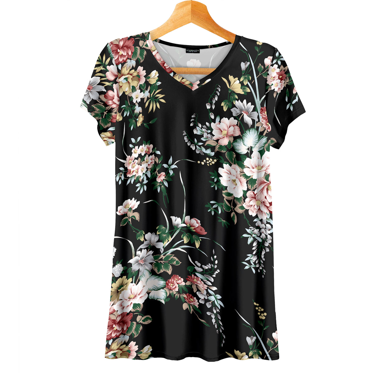 Short Sleeve V-Neck Tunic - Floral