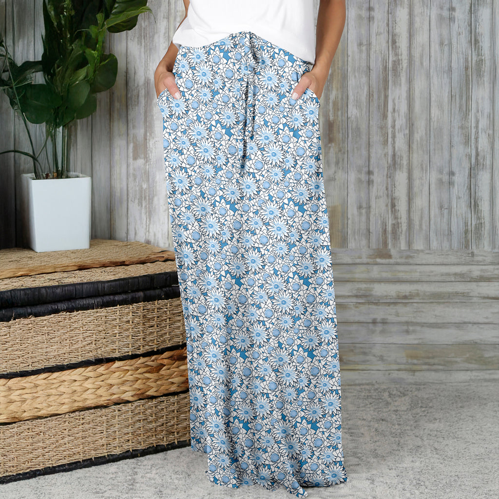 Drawstring Maxi Skirt with Side Pockets - Floral
