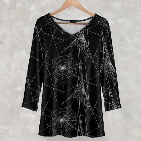 Long Sleeve V Neck Tunic - Webs