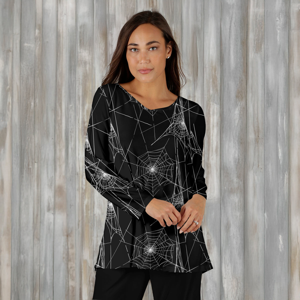 Long Sleeve V Neck Tunic - Webs
