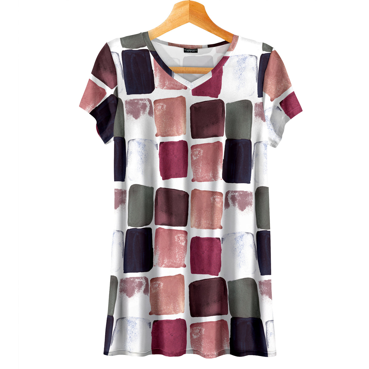 Short Sleeve V-Neck Tunic - Geometric
