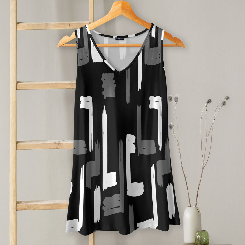 V-neck Sleeveless Top - Abstract
