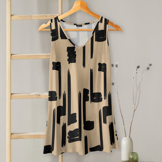 V-neck Sleeveless Top - Abstract