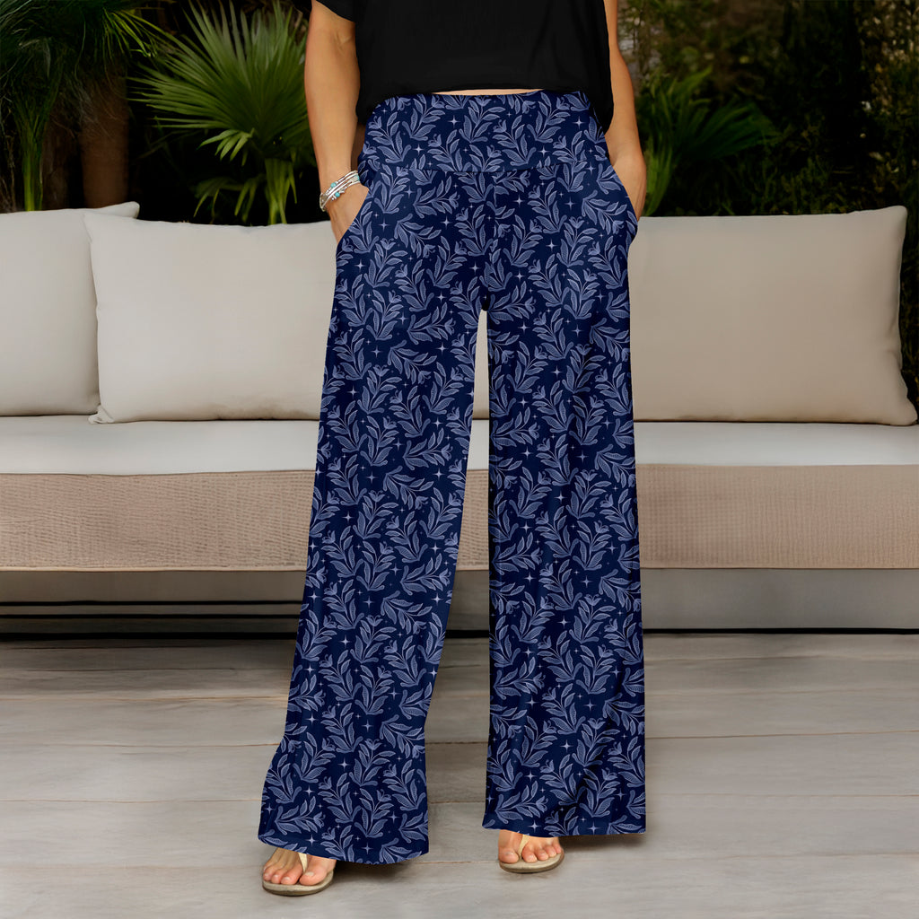 Wide Leg Pants with Pockets - Foliage