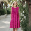 Sleeveless Keyhole Swing Dress with Side Pockets - Pixie Dots