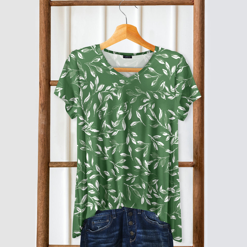 Short Sleeve V-Neck Tunic - Floral