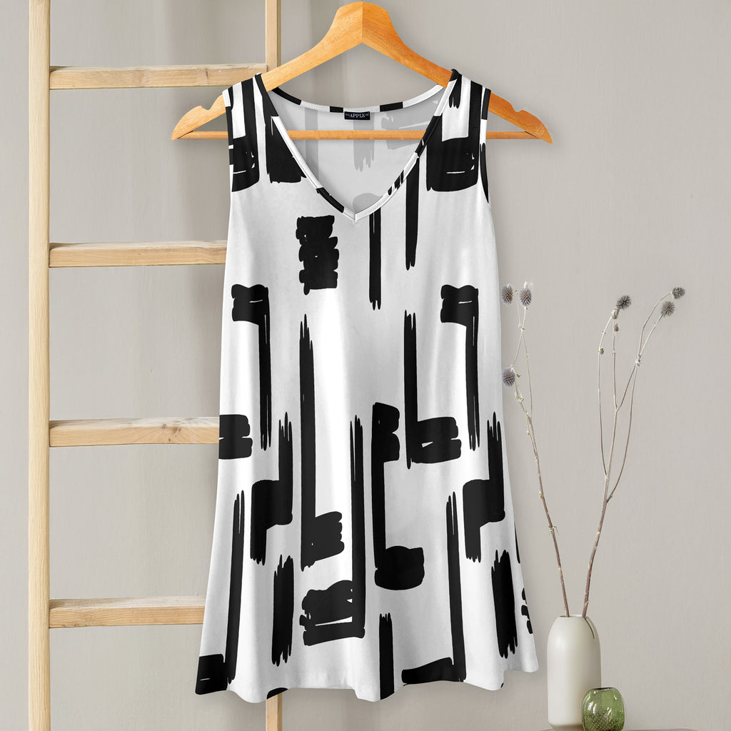 V-neck Sleeveless Top - Abstract