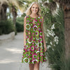 Sleeveless Keyhole Swing Dress with Side Pockets - Geometric