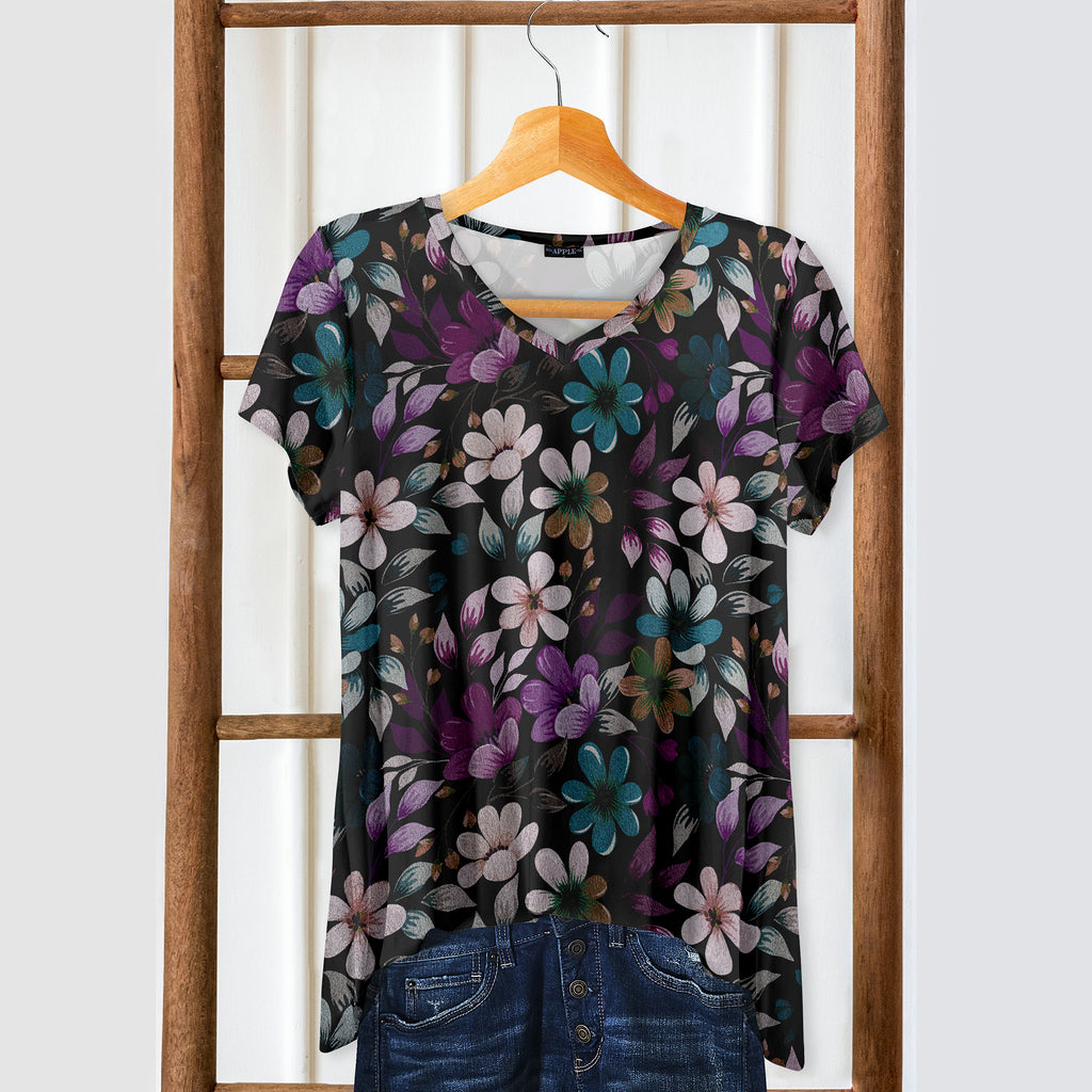 Short Sleeve V-Neck Tunic - Floral