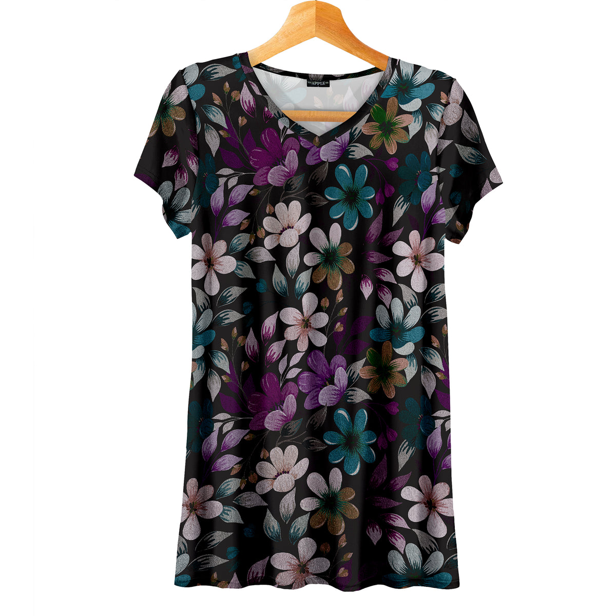 Short Sleeve V-Neck Tunic - Floral