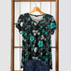 Short Sleeve V-Neck Tunic - Floral