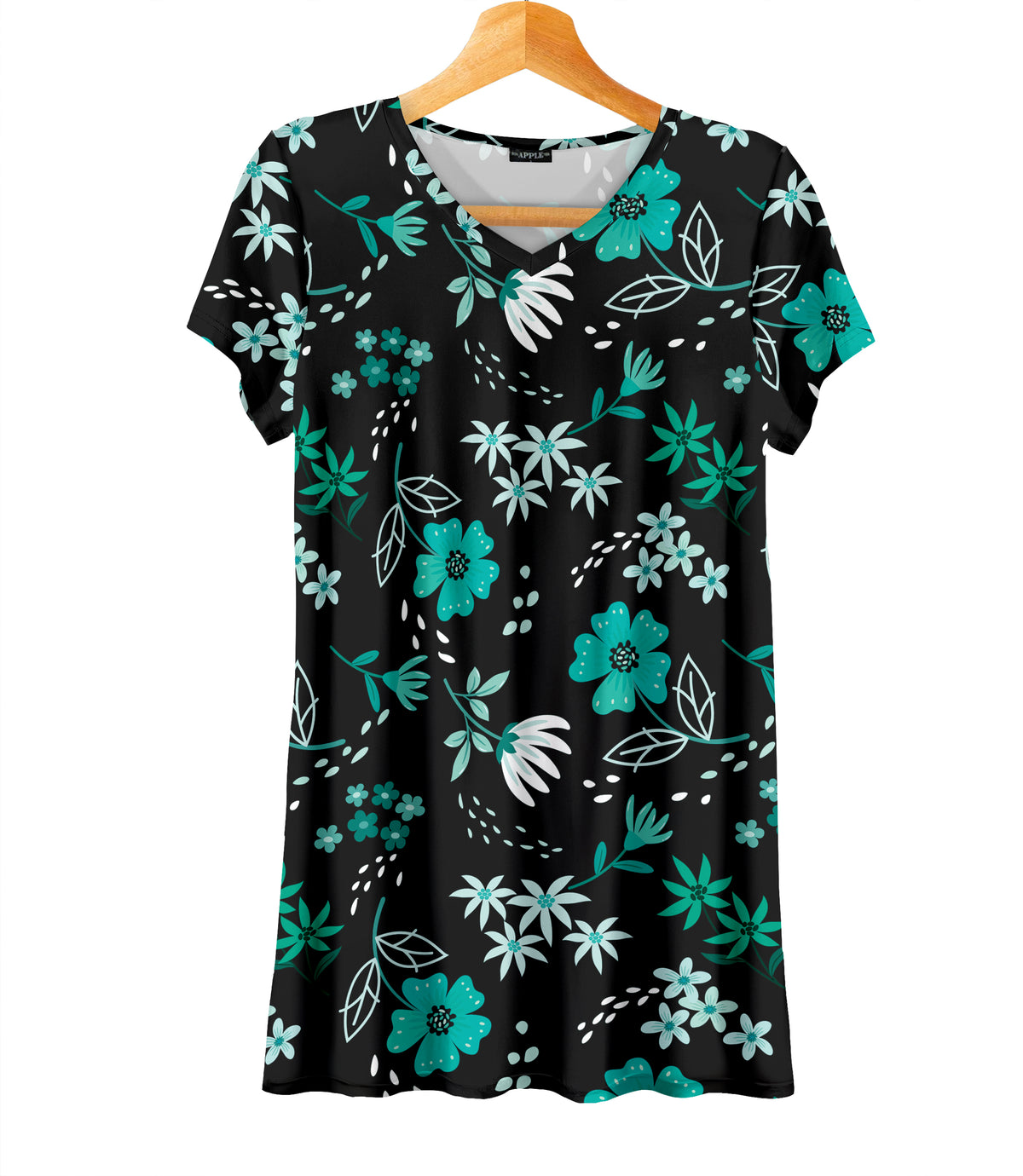 Short Sleeve V-Neck Tunic - Floral