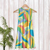 Sleeveless Keyhole Swing Dress with Side Pockets - Abstract