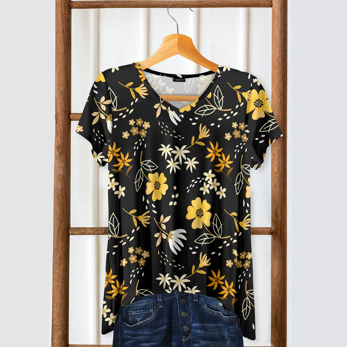 Short Sleeve V-Neck Tunic - Floral
