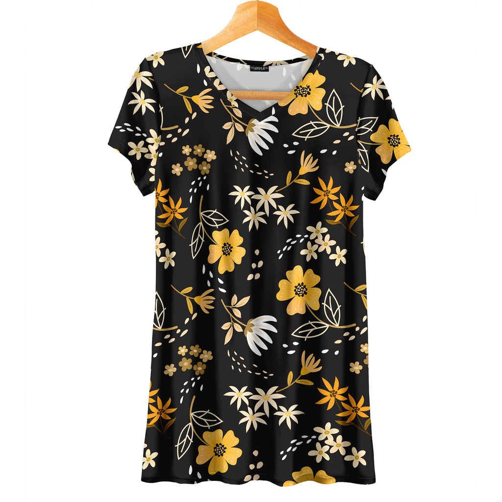 Short Sleeve V-Neck Tunic - Floral