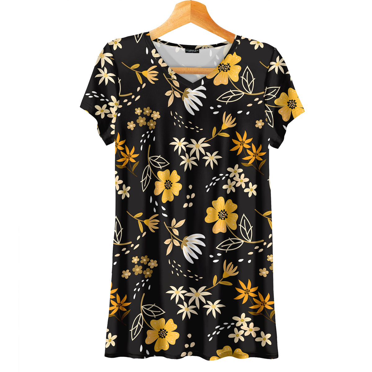 Short Sleeve V-Neck Tunic - Floral