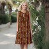 Sleeveless Keyhole Swing Dress with Side Pockets - Floral