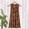 Sleeveless Keyhole Swing Dress with Side Pockets - Floral