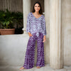 2 Piece Set - Front Tie Top and Wide Leg Pocket Pants - Floral