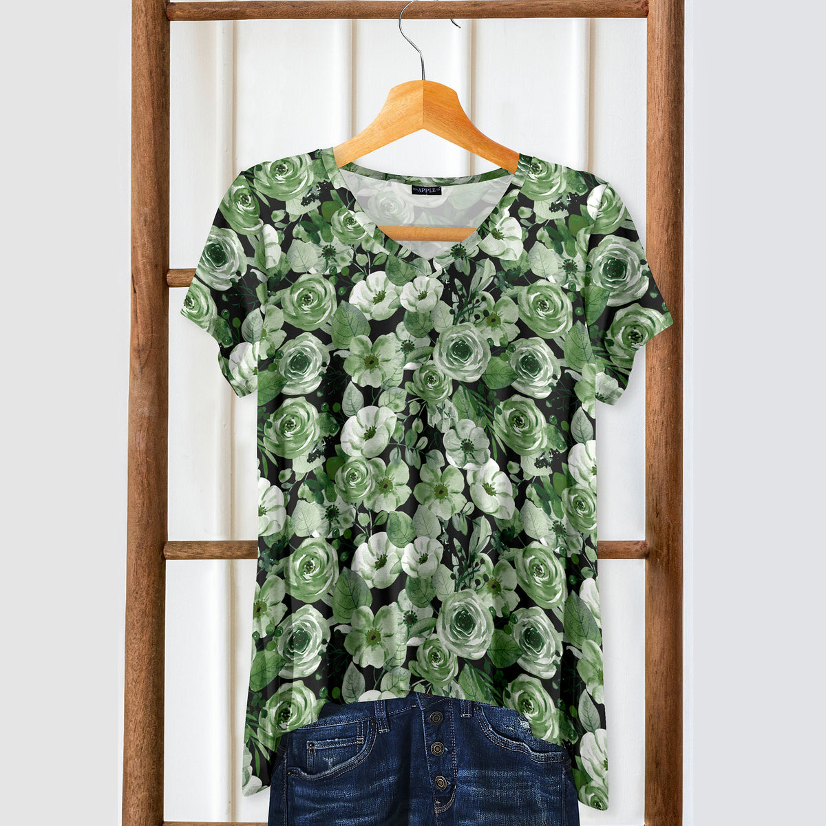 Short Sleeve V-Neck Tunic - Floral