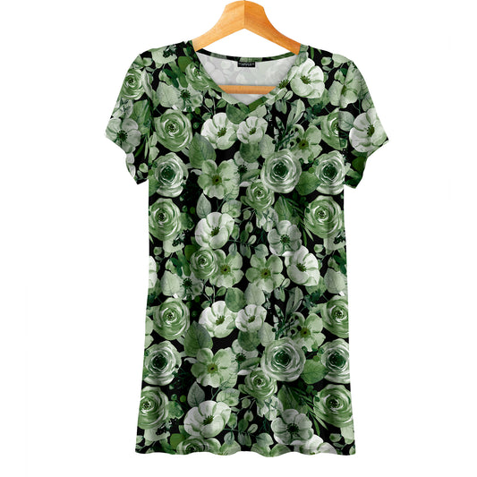 Short Sleeve V-Neck Tunic - Floral
