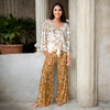2 Piece Set - Front Tie Top and Wide Leg Pocket Pants - Filigree