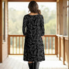 Three Quarter Sleeve Pleated Dress with Pockets - Floral