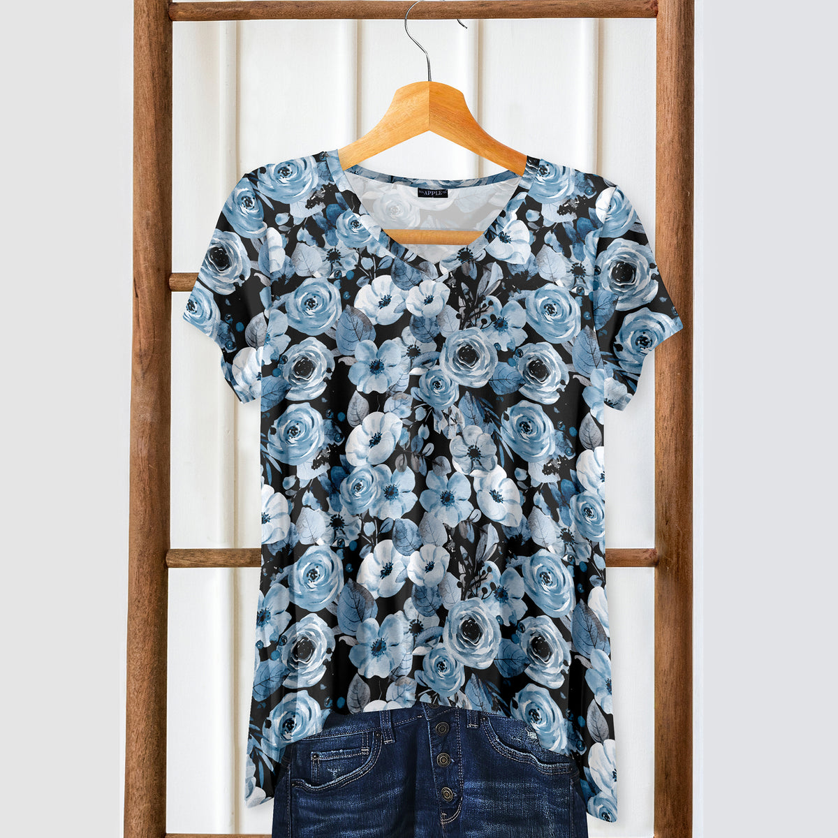 Short Sleeve V-Neck Tunic - Floral