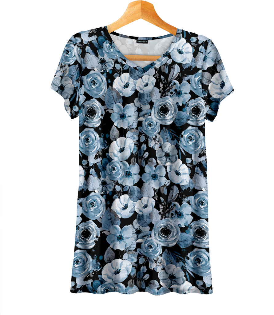 Short Sleeve V-Neck Tunic - Floral