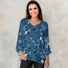 V Neck Ruffle Cuff Sleeve Tunic - Floral