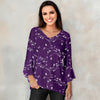V Neck Ruffle Cuff Sleeve Tunic - Floral