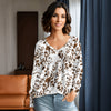 Long Sleeve V Neck Top - Floral