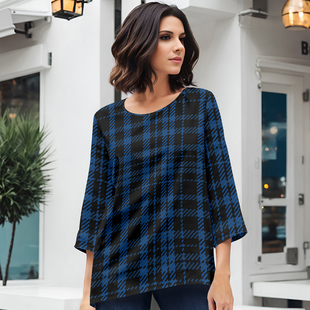Three Quarter Sleeve Tunic - Plaid
