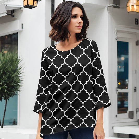 Three Quarter Sleeve Tunic - Geometric