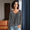 Long Sleeve V Neck Top - Abstract