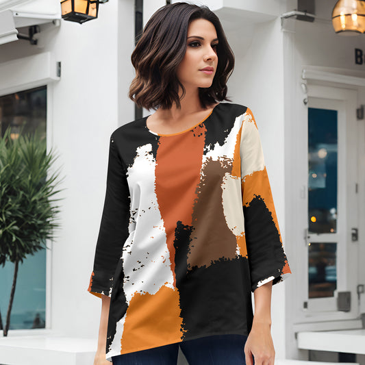 Three Quarter Sleeve Tunic - Abstract