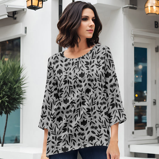 Three Quarter Sleeve Tunic - Floral