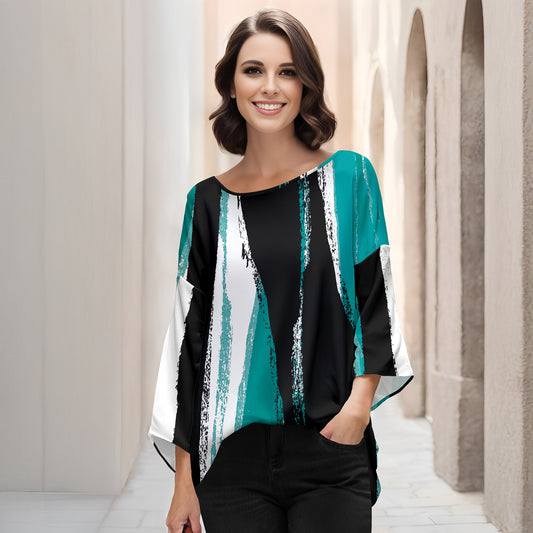 Three Quarter Bell Sleeve Tunic - Abstract