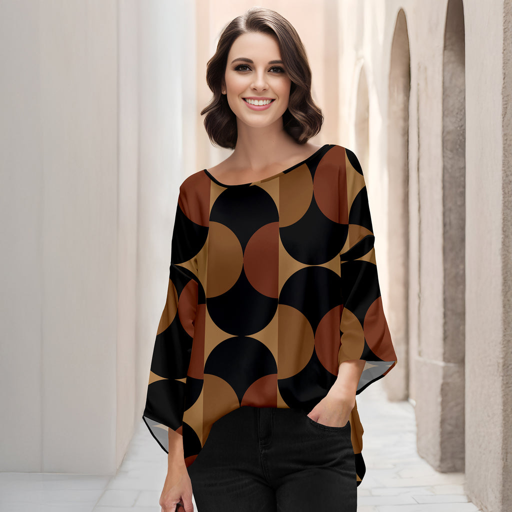 Three Quarter Bell Sleeve Tunic - Geometric
