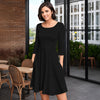 Three-Quarter Sleeve Dress with Pockets - Solid